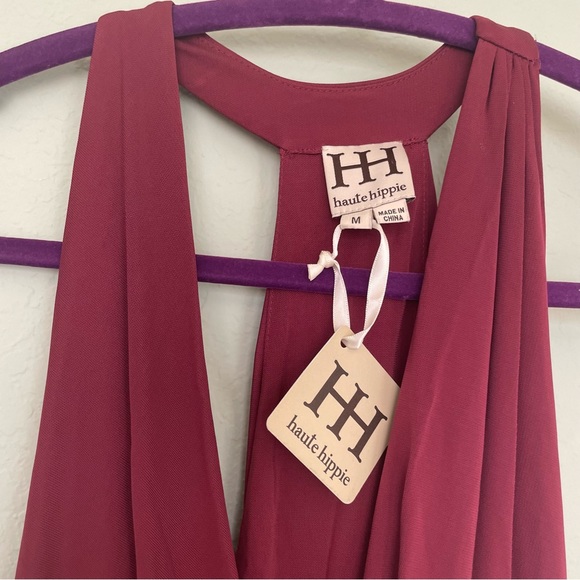 Haute Hippie Bordeaux Racer Back Criss Cross Front Dress - Picture 3 of 7